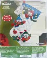 Bucilla Embellished Felt Stocking Kit Fun in the Snow Snowmen Christmas New