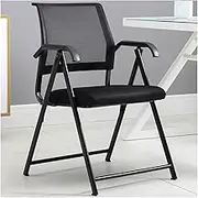 Desk Chair No Wheels with Adjustable Mesh Backrest,Arm Chair with Ergonomic Lumbar Support and Thickened Seats Cushion,Waiting Room Chairs for Office Church Guest Reception (Color : Black)
