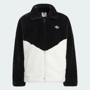 【adidas 愛迪達】FUR Logo JKT U 男女 立領 外套 亞洲版 休閒 三葉草 毛絨 保暖 黑白(IN0981)