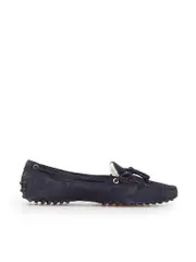 Navy Suede Shearling Lined Driving Loafers