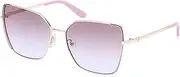 [GUESS] NORMAL BUTTERFLY FULL RIM WOMEN'S SUNGLASSES, Gold, 59, shiny rose gold, 59