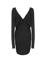 [Saint Laurent] Saint Laurent-Cupro Dress With Drapery-Donna 38