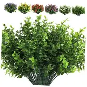 8 Bundles Artificial Artificial Grasses Fake Greenery Boxwood 8 Pcs Eucalyptus