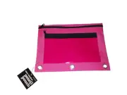 Office Depot CLEAR WINDOW PINK PENCIL POUCH (Pink/Green/Black) Assorted