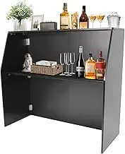 EcoTypee Folding Portable Event Bar, 2 Tier Mobile Bartender Station for Events with Top and Middle Shelves, Commercial Portable Bar Table Event Bar Cabinet for Party, Camping, Picnic (Black)