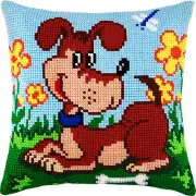 DIY Cross Stitch Pillow Kit "Watchdog", 16x16" / 40x40 cm