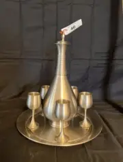 Royal Selangor Pewter Decanter Set w/ Tray & 5 Cups