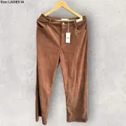Rusty ‘The Secret Cord’ Pant Brown Corduroy High Waisted Pants Size 14 Ladies