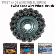 75mm Rotary Steel Twist Knot Semi Flat Wire Brush Disc Cup Set For Angle Grinder