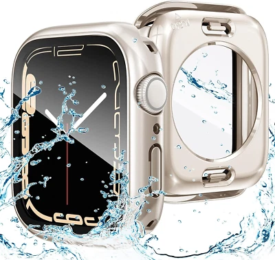 Goton Waterproof Case for Apple Watch 41mm, 360° Glass Cover, Starlight