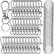 60 Pcs Metal Swivel Snap Hooks Lobster Claw Clasps with 60 Key Rings for Lanyard