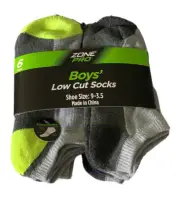 6 Pack Zone Pro Athletic Assorted Colors Boys Low Cut Ankle Socks Back To School