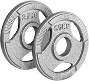 Cast Iron Olympic Weight Plates Set - 50mm Tri Grip Weight Plates Weightlifting Discs, for 2-Inch Barbell & Dumbbells - Ideal for Strength Training, Muscle Toning, Weight Loss, Gym Equipment