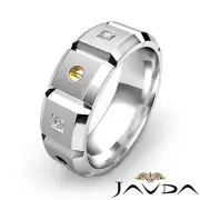 Solid Mens Wedding Band Princess Diamond Eternity Ring 18k White Gold 8mm 0.35Ct