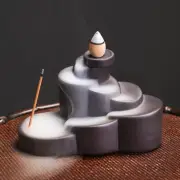 Ceramic Backflow Incense Burner Incense Stick Holder Purple Clay Censer