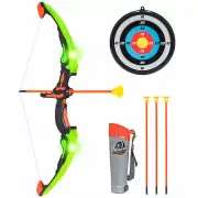 Kids 24 in Light-Up Archery Toy Play Set w/ Bow, 3 Arrows, Quiver, Target