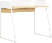 White Oak Desk for Home Office, Computer Table, 90x60x88cm Standing Desk, Adjustable Gaming Stand, Steel Legs Electric Desks