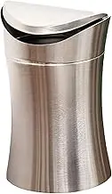 Generic Brushed Stainless Steel Countertop Trash Can, Compact Trash Can, Modern Desk Trash Can, Makeup Trash Bin, Dressing Table, Argent, as described