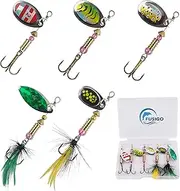 Spinnerbaits Rooster Bait Tail Fishing Lures Kit Inline Spinner Spoon Lures Bass Salmon Trout Hard Metal Spinner Baits for Saltwater Freshwater
