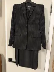 New York & Company Black Pin Striped Blazer Long Skirt Set, NWT Size 8