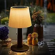 Beautyard Solar Table Lamp Outdoor Indoor - 3 Lighting Modes, Eye-Caring LED Waterproof Cordless Solar Desk Lamp with Pull Chain Garden Outside Patio Garden Bedroom Living Room Mothers Day Gifts Mom