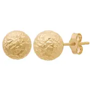 Bevilles Diamond Cut Round Ball Stud Earrings in 9kt Yellow Gold 7mm