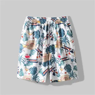 情侶寬鬆旅行度假套裝男士夏威夷沙灘褲中褲休閒套裝短袖花襯衫