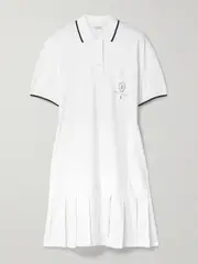 [Brunello Cucinelli] Brunello Cucinelli - Tennis Pleated Embroidered Cotton-jersey Mini Dress - White - small small White