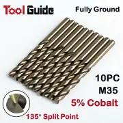 1-13mm 10 PC Metric HSS Drill Bit, Set M35 5% Cobalt Drilling on Stainless Steel