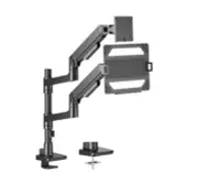 Brateck Noteworthy Pole Mounted Heavy Duty Gas Spring Dual Monitor Arm Black