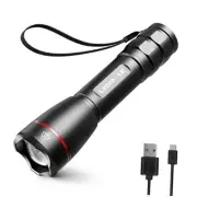 LED Rechargeable Flashlight, LP3000 High Lumens, Zoomable, Bright Flashlight,