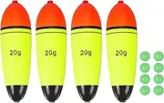 uxcell Fishing Slip Bobbers, EVA Foam Bobbers Slip Floats with Fish Beads, 0.7 Oz Floatage Fit for Perch Carp Bass Fishing Corks Saltwater Freshwater (4 Pack, Red/Yellow)