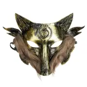 2 Pcs Sticker Furry Wolf Mask Scary Animal Cosplay Prop Child