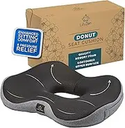 LILLYZEN Donut Pillow for Tailbone Pain Relief Memory Foam SEAT Cushion Orthopedic SEAT Pressure Relief Sitting Coccyx Sciatica HEMORRHOID Pregnancy Postpartum Office Chair Butt Pillows (Black Grey)