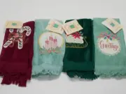 VTG Ashley Taylor Christmas Holiday Embroidered Fingertip Towels RETIRED Kmart