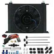 30 ROW TRANSMISSION OIL COOLER FAN 6AN HOSE FITTING 180F TEMPERATURE SWITCH KIT