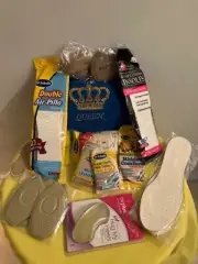 FOOT INSOLES (12) PAIR MIX BRAND NAMES+(1) LAMBS WOOL BAG~LOT~VTG & PRESENT DAY