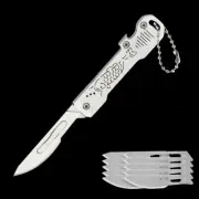 Pocket Folding Utility Knife Scalpel Blade Bottle Opener Outdoor EDC Keychain