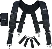 [MELOTOUGH] Tool Belt Braces Construction Bag Suspenders - Heavy Duty Padded Work Belt for Carpenter/Electrician/Roofing/Farmer - Suspension Rig