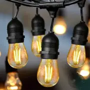 48ft Outdoor String Light 15 Bulbs Warm White S14 LED Bulbs Patio Garden Decor