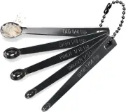 Mini Measuring Spoons 5 Piece Set Stainless Steel Small Spoons Tad 1/4 Tsp Black