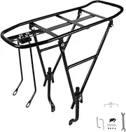 Bic Ycle Rear Rack, Adjustable Pannier Rack, Vehicle Luggage Rack, with Heavy-Duty Cargo Sup-Port, Adjustable Height Design, 40x14cm, for Outdoor, Travel, Cycling, Enthusiasts, Commuters, Touring