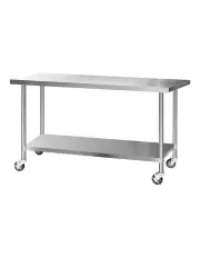 [Cefito] Commercial Stainless Steel Kitchen Bench Prep Table w/ Wheels 1829x76mm Silver