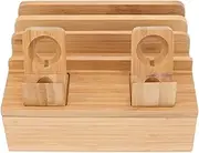 Wood Charging Station Rack for Phones Tablets Watches Electronics Charging Dock Organizer Office Home Dormitory (Original Color)