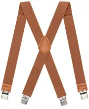 Bioterti Men’s Heavy Duty X- Back Suspenders-Adjustable Size, Pu Style-camel