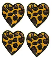 Lot 4Pcs 1 1/2" Leopard Print Heart Embroidery Iron On Applique Patch