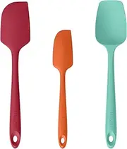 U-Taste Silicone Baking Cooking Spatulas: 315℃ High Heat Resistant, BPA-Free Flexible Rubber Mixing Dough Scraper, Food Grade Kitchen Utensil for Nonstick Cookware Set of 3 (Multicolors)