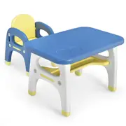 Giantex Kids Dinosaur Table and Chair Set Ergonomic Play & Study Desk w/ Building Blocks Activity Center Table