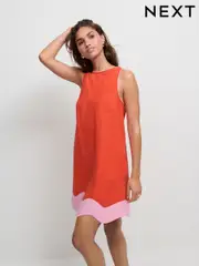 Red & Pink Scallop Edge Mini Shift Dress (AP1267) | $66