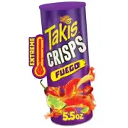 Takis Fuego Crisps 5.5 oz Sharing Size Can, Hot Chili Pepper & Lime Chips